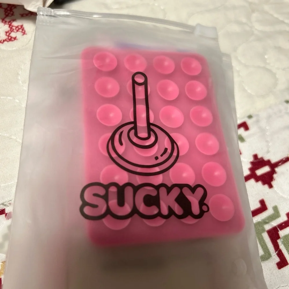 SUCKY magnetic suction phone case mount sticki grip hands free mirror hot pink